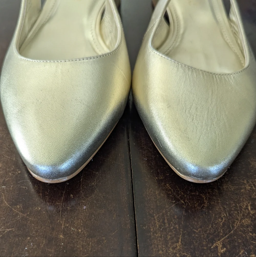 Lily Pulitzer Metallic Gold Slingback Flats Women's 9 - Picture 5 of 7
